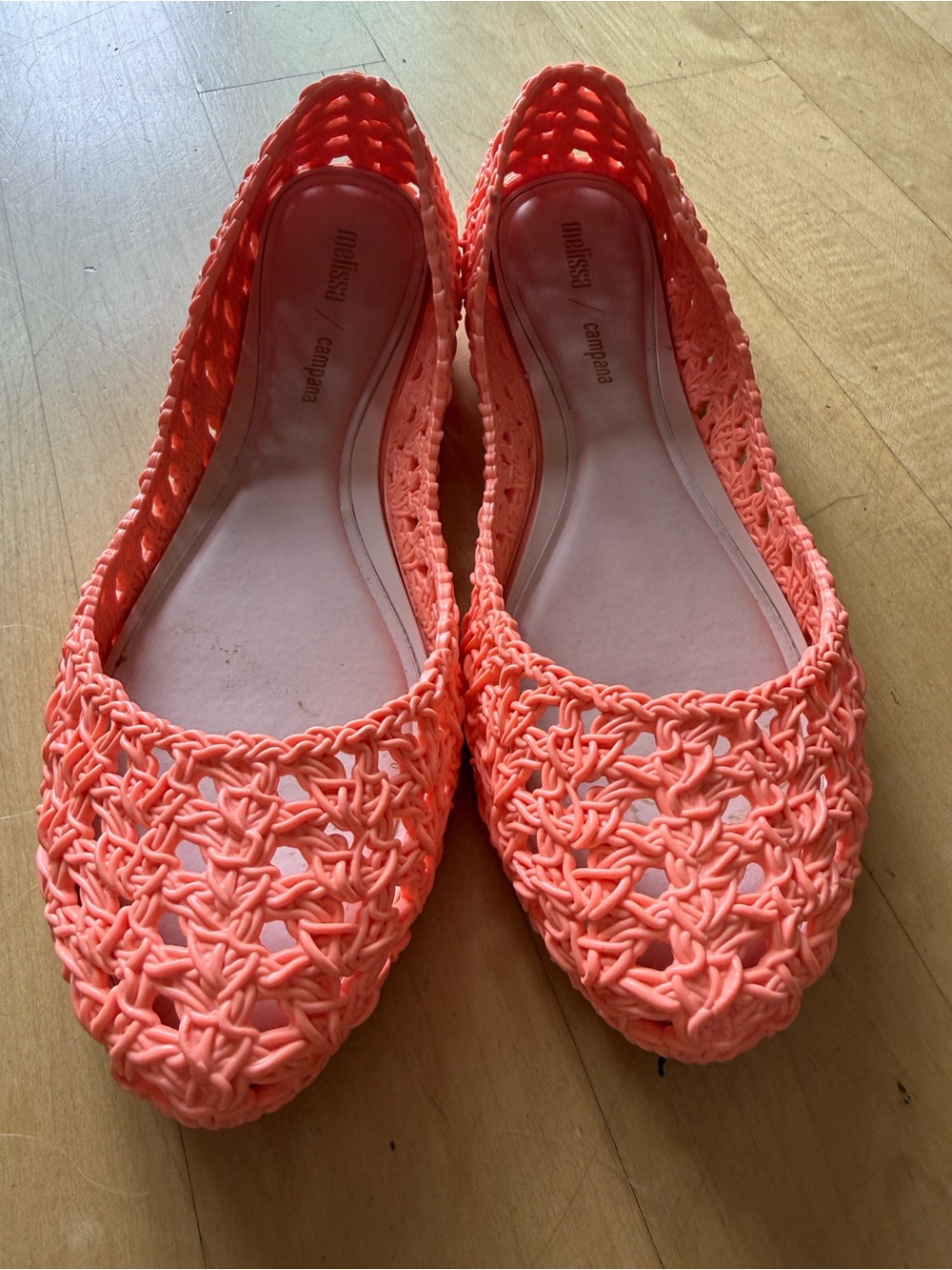 Melissa Coral Orange Woven Jelly Flats - Women size 10